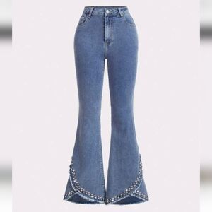 Studded Light Blue Flare Jeans